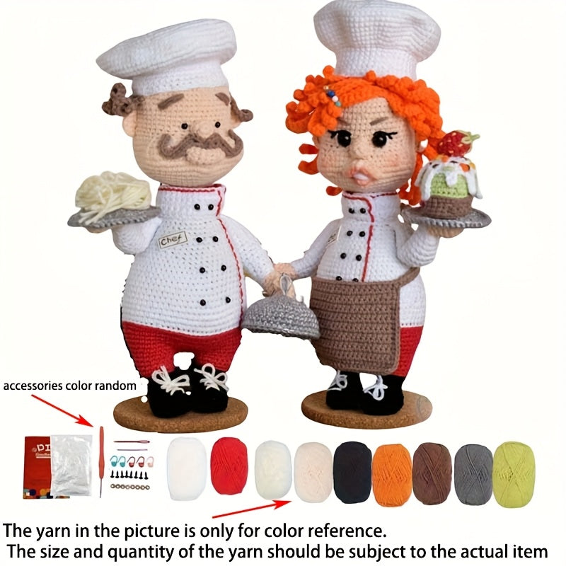 2Chef's Hook and Line Set,Suitable for Beginners - Crochet Thread Set,With enhanced softness thread,Easy-to-follow video tutorials,Four Seasons Handmade,Mixed Pigment Fabric Material