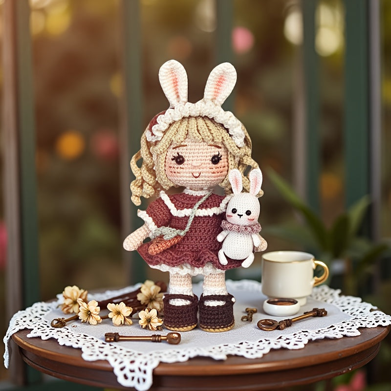 1Pieces/Set,Amigurumi Adult Crochet Handcraft DIY,Rabbit Ear Princess Magic Manor,Suitable for Beginners,Includes everything needed for crochet,Paper English Basic Knitting Tutorial Manual,Exquisite gift packaging bags,Healing Style Character Figurines,Su