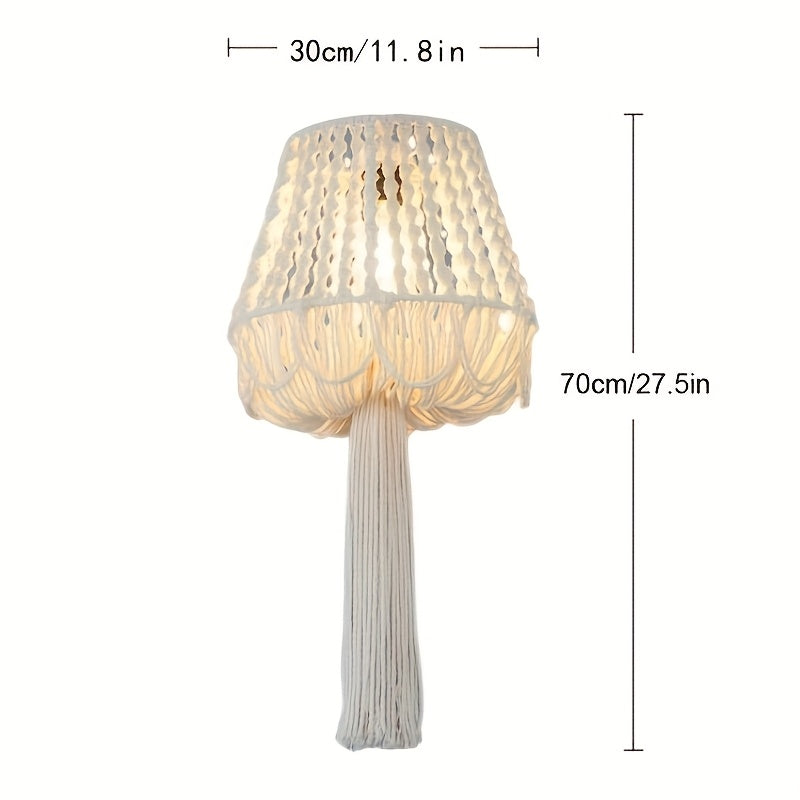 1Pieces Macrame Lampshade Bohemian Style Hanging Pendant Light Decorative Lampshade Minimalist Handwoven Pendant Light Decorative Tassel Lampshade - without Lights
