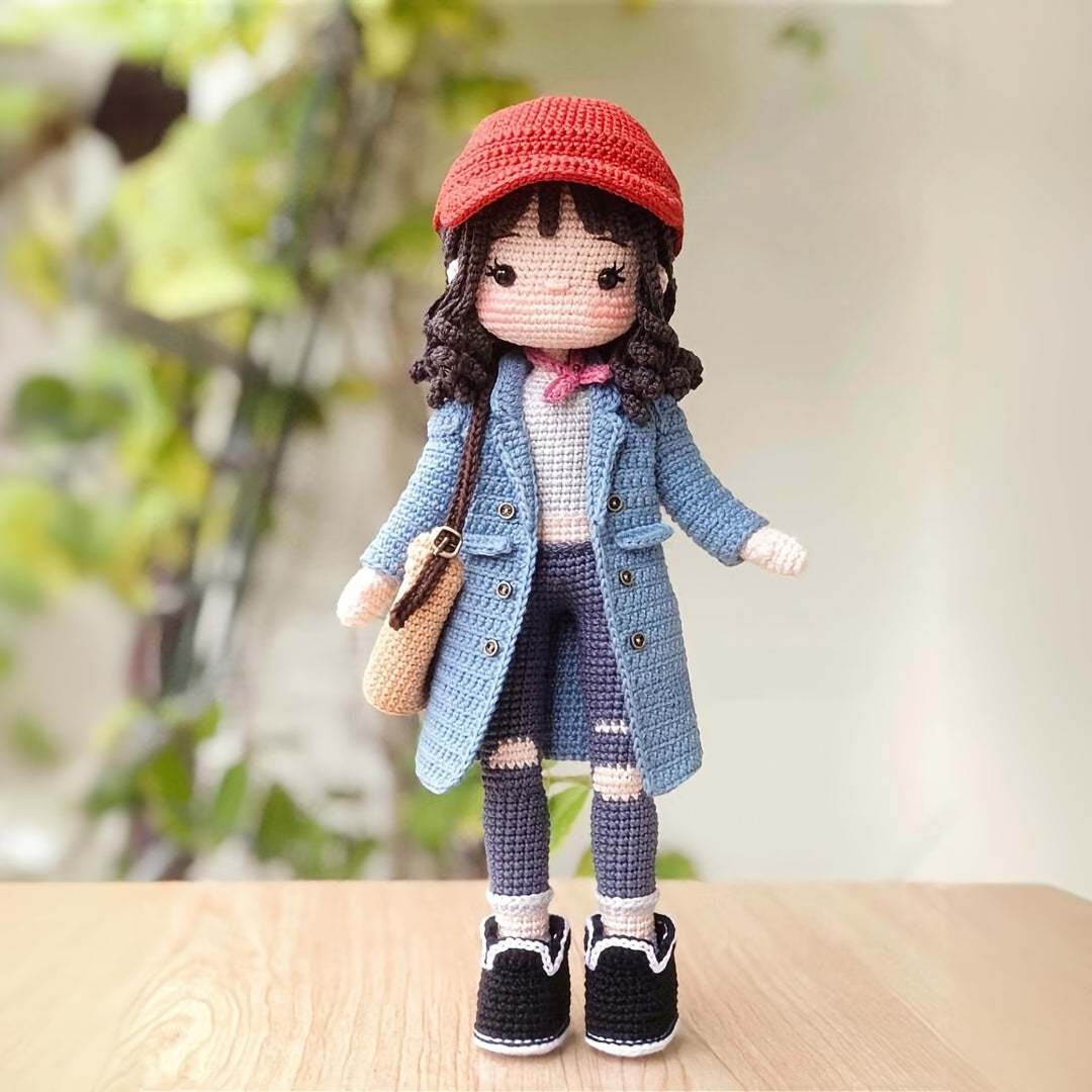 1pc/set, crochet material pack suitable for beginners, windbreaker coat girl, cool girl knitting kit with step-by-step video tutorials, a DIY knitting kit, cute and interesting spring and summer home decoration items, suitable for schoolbag pendants, indo