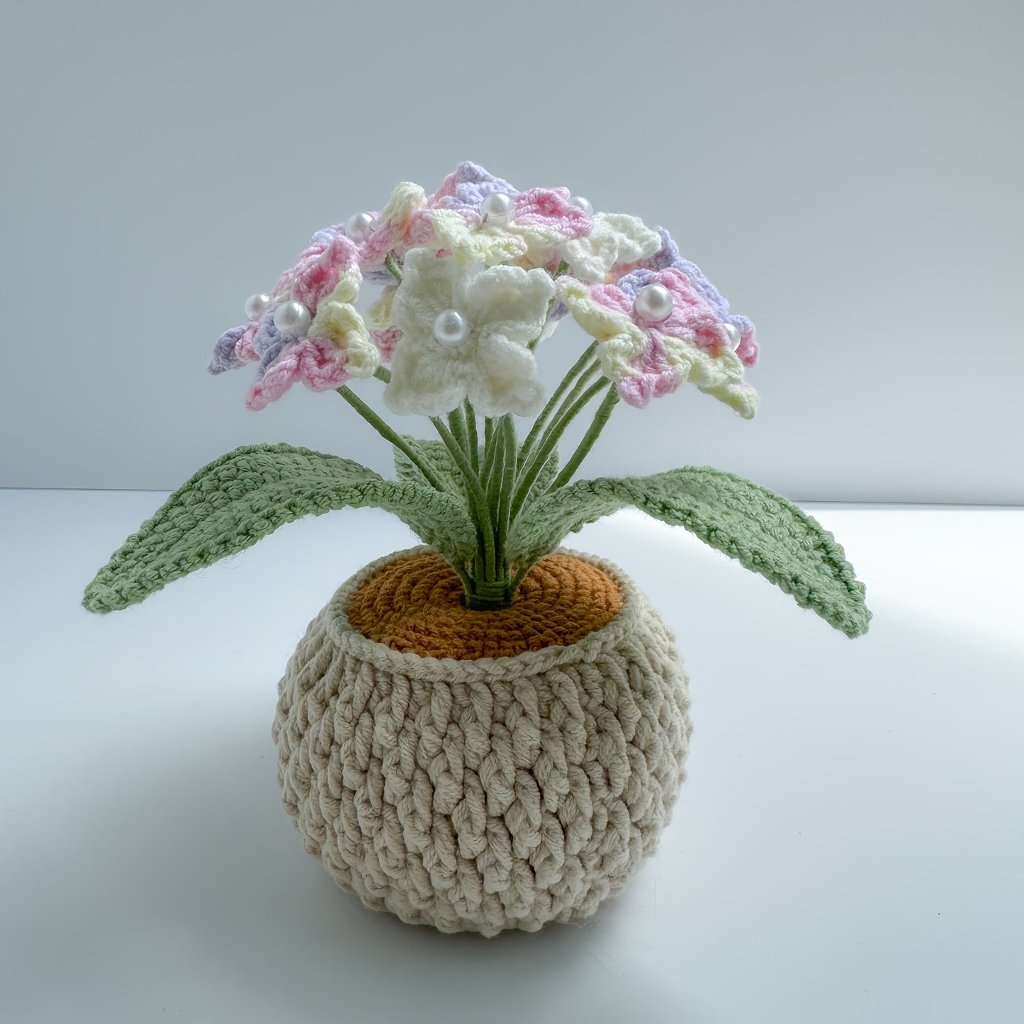 Handmade Crochet Hydrangea Potted Plant,Holiday Decoration,Car Ornaments,Birthday Gift