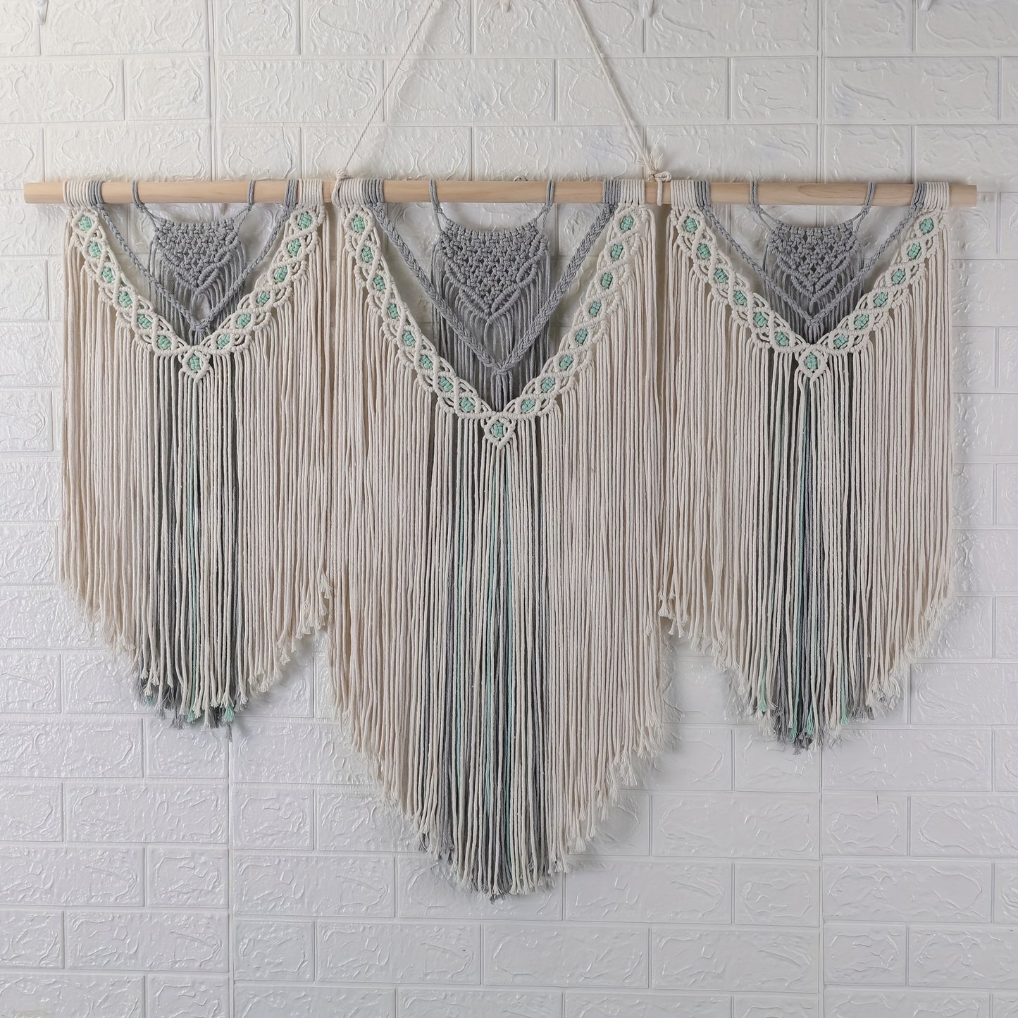 Handwoven Bohemian Style Hemp Rope Tapestry - Large Cotton Decorative Indoor Striped Woven Fabric Wall Art,Decorate the living room and bedroom with a love theme