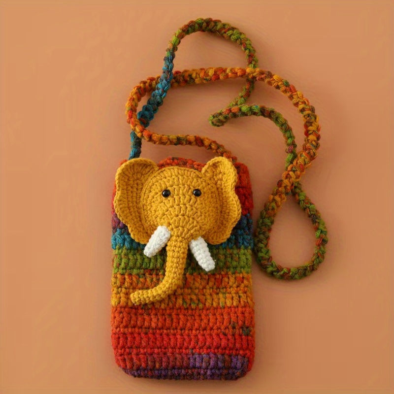 Handwoven Quirky Phone Bag Knitted Crossbody Bag Woven Coin Purse ID Bag