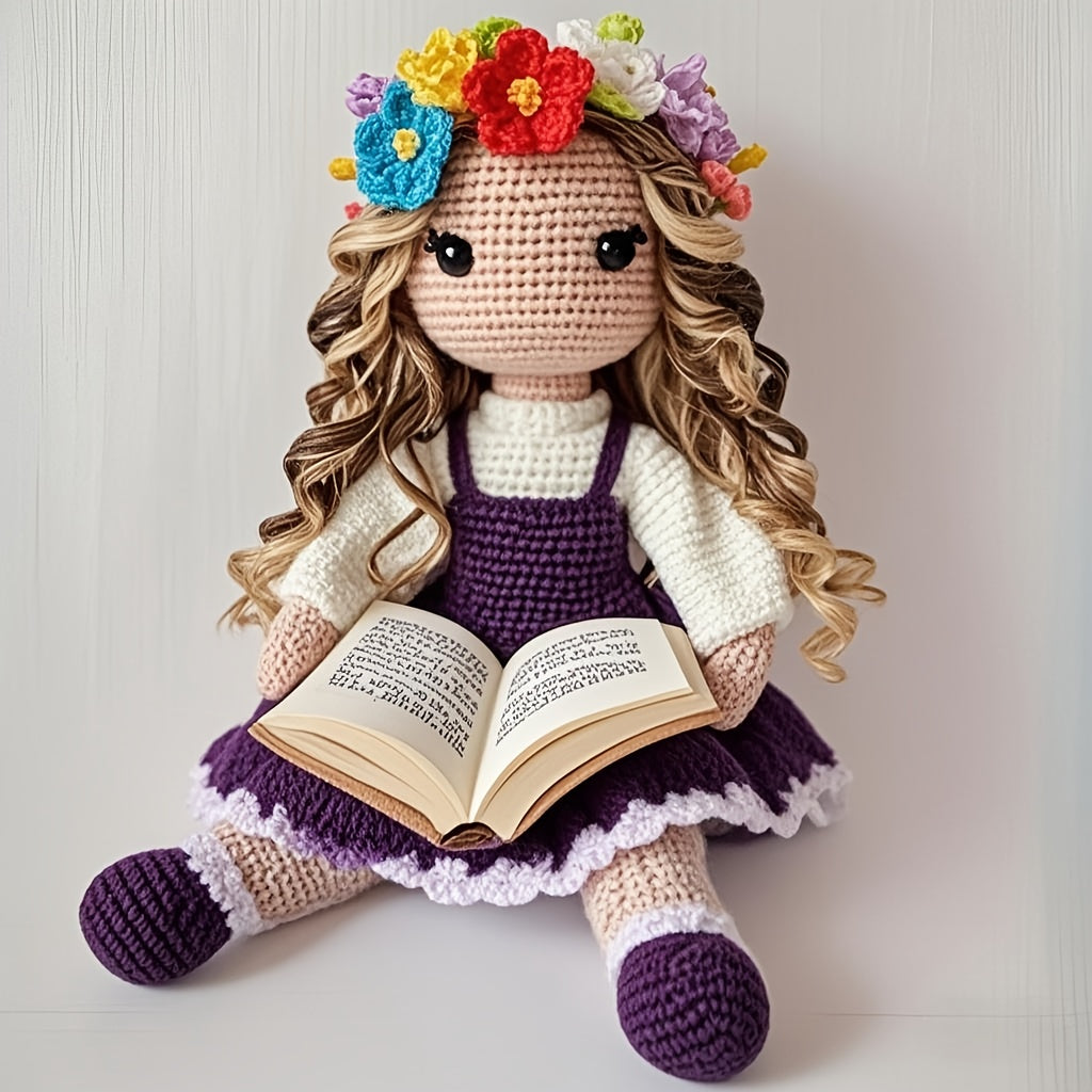 1Princess Beginner Crochet Kit,Crochet Kit for Adults,With Step-by-Step Textual Tutorial,Girl in Purple Dress DIY Adult Crafts,Birthday and holiday gifts,Cute and Fun Modern Home Decor Ornaments