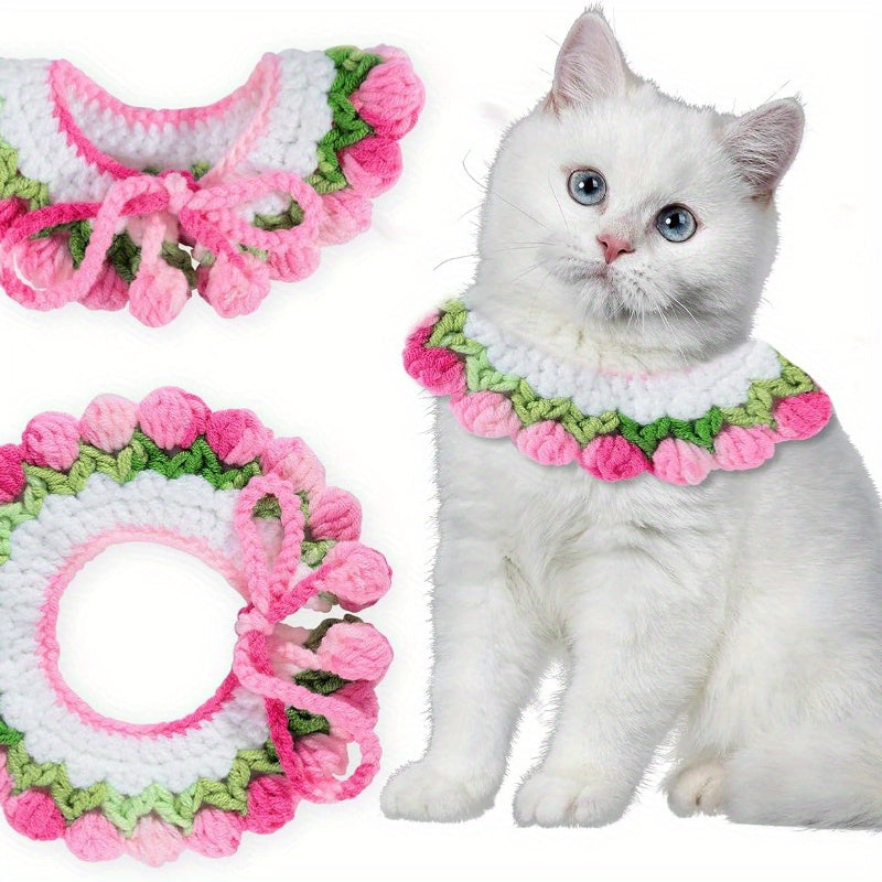 2Pack of Colorful Handwoven Pet Scarves and Bibs,Suitable for dogs and cats