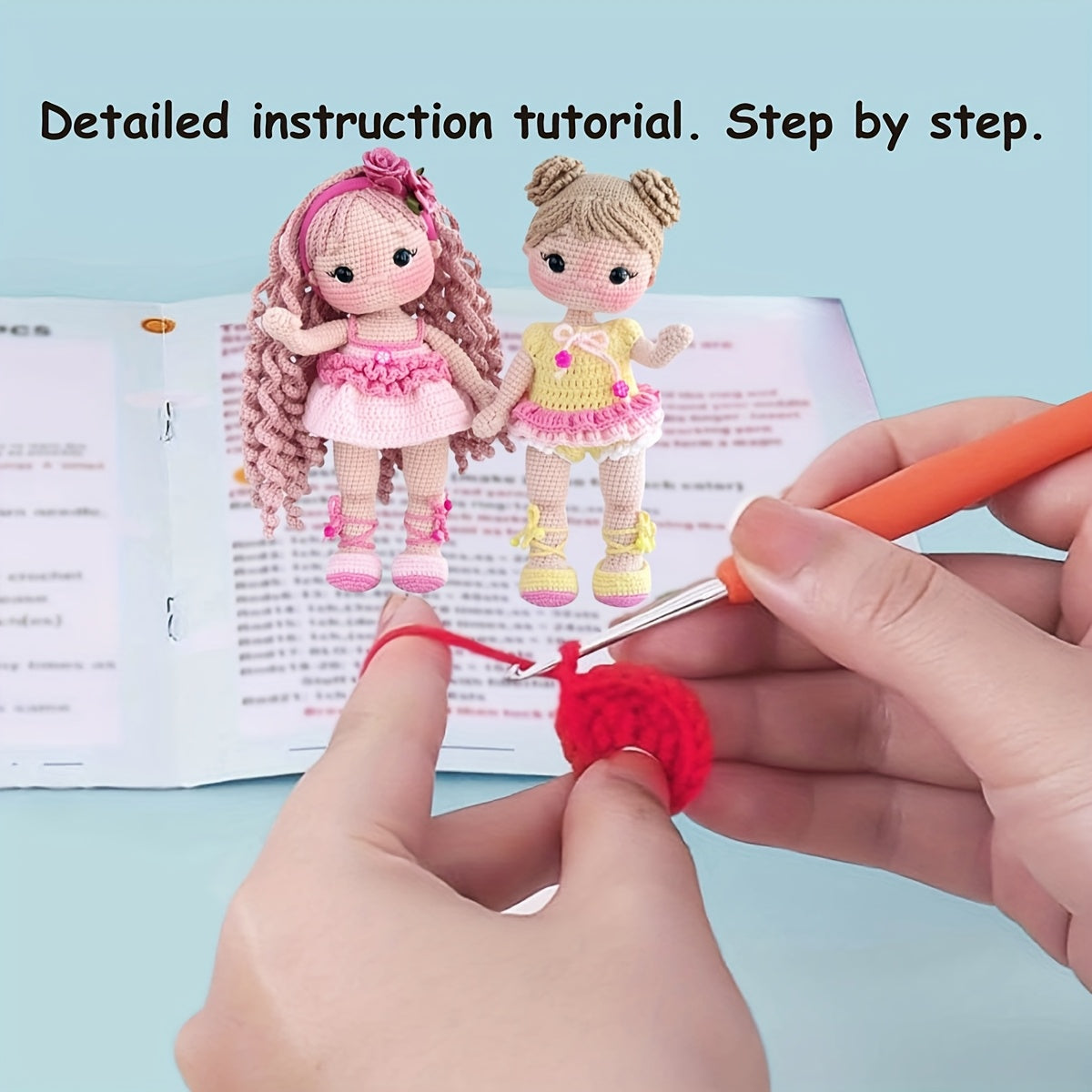 DIY Crochet Kit,Lola Pattern Design,Attached is an English manual for starting use