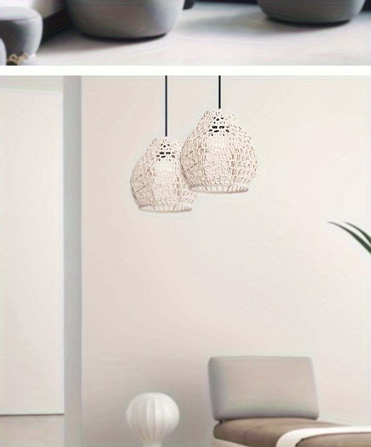 Bohemian Style Woven Pendant Lamp Shade Handwoven Indoor Decorative Lighting Living Room Homestay Hotel Bar Counter Creative Decorative Lighting