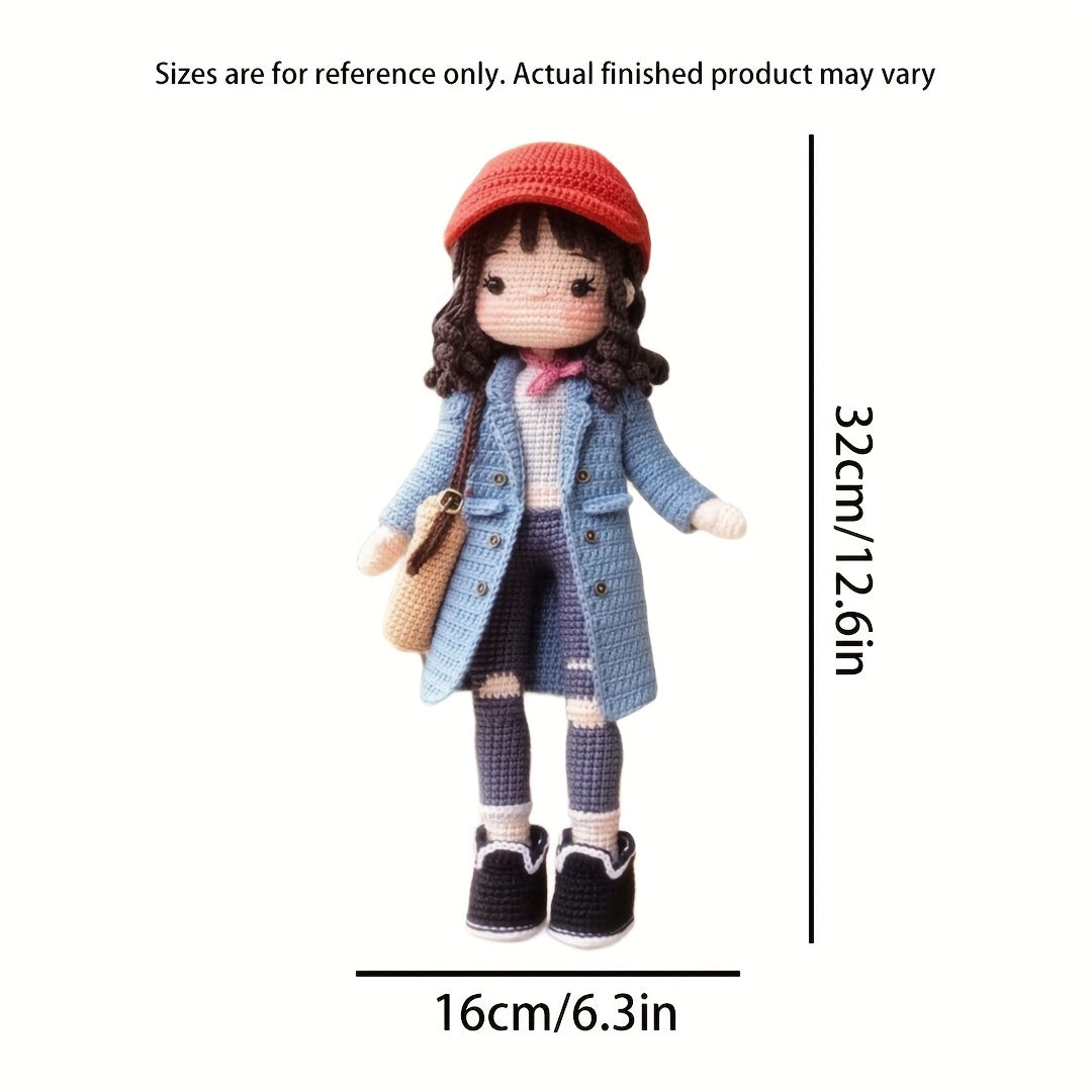 1pc/set, crochet material pack suitable for beginners, windbreaker coat girl, cool girl knitting kit with step-by-step video tutorials, a DIY knitting kit, cute and interesting spring and summer home decoration items, suitable for schoolbag pendants, indo