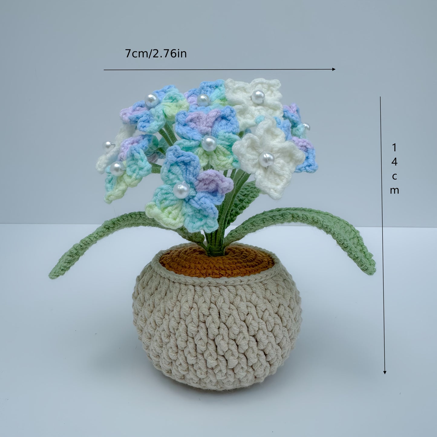 Handmade Crochet Hydrangea Potted Plant,Holiday Decoration,Car Ornaments,Birthday Gift