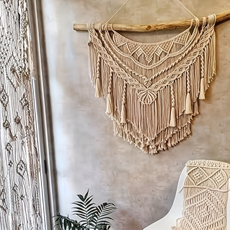 1Pieces Handwoven Bohemian Wall Decoration for Homestay Hotel Background Simple Hanging Cloth Hanging Decoration Cotton Rope Wall Hanging