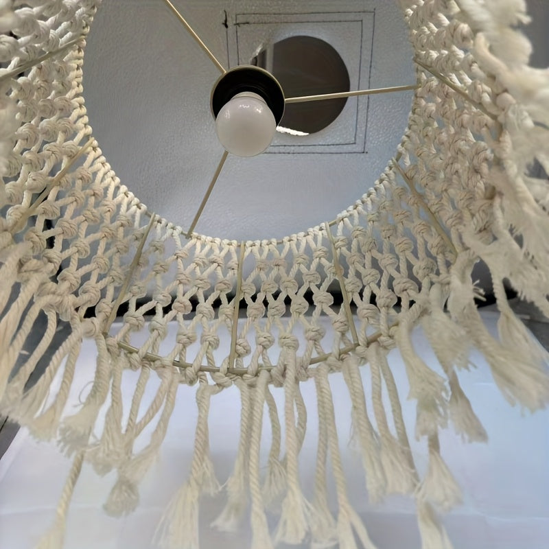 Hand Woven Linen and Fabric Art Decorative Lampshade,With satin metallic sheen - Cylindrical Replacement Lampshade Suitable for E26/E27Bulb,No wiring required,Farmhouse Style Living Room Bedroom Home Decor,Bedroom Lighting Fixtures,Rural Charm,Exquisite C