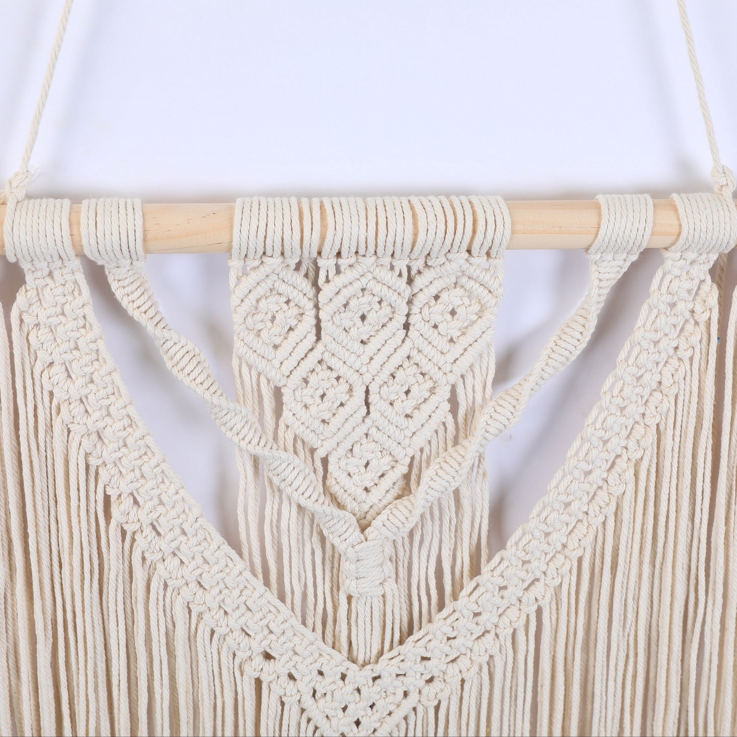 1 Handmade Tassel Wall Hanging - Bohemian Chic Triangle Lace Design,With multiple tassel details,Perfect for Bedroom、Kitchen or Wedding Decoration、Valentine's Day Gift Ideas、Wedding Decoration Items|Tassel Decoration |Exquisite Lace Details