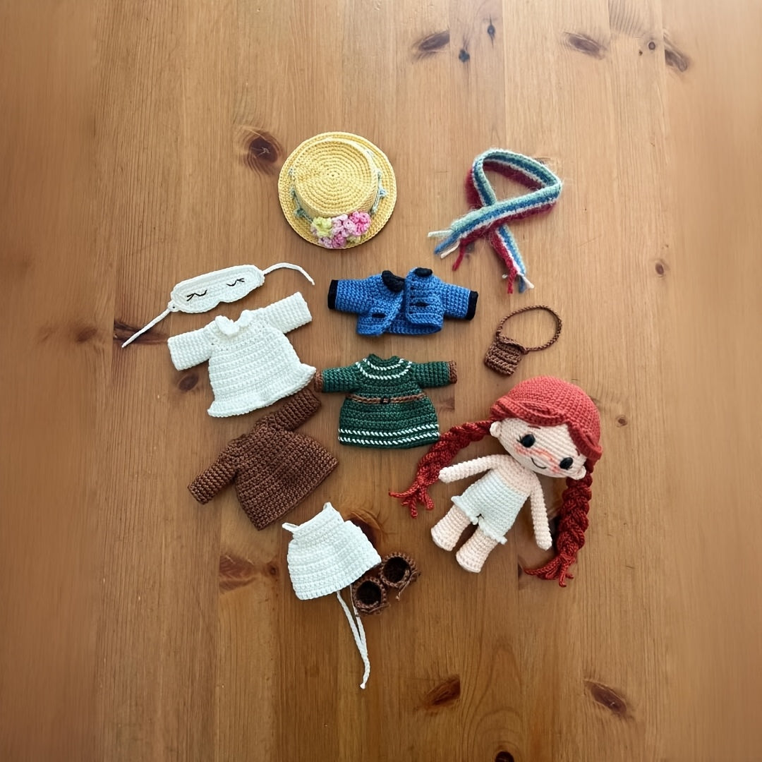This Set1Set of Cute Green Roof Annie and Red Hair Twin Princesses Suitable for Little Princesses' DIY Outfits。It's a very interesting crochet kit for adults,Comes with Step-by-Step Video Tutorial,Suitable for experienced beginner crochet enthusiasts。 DIY
