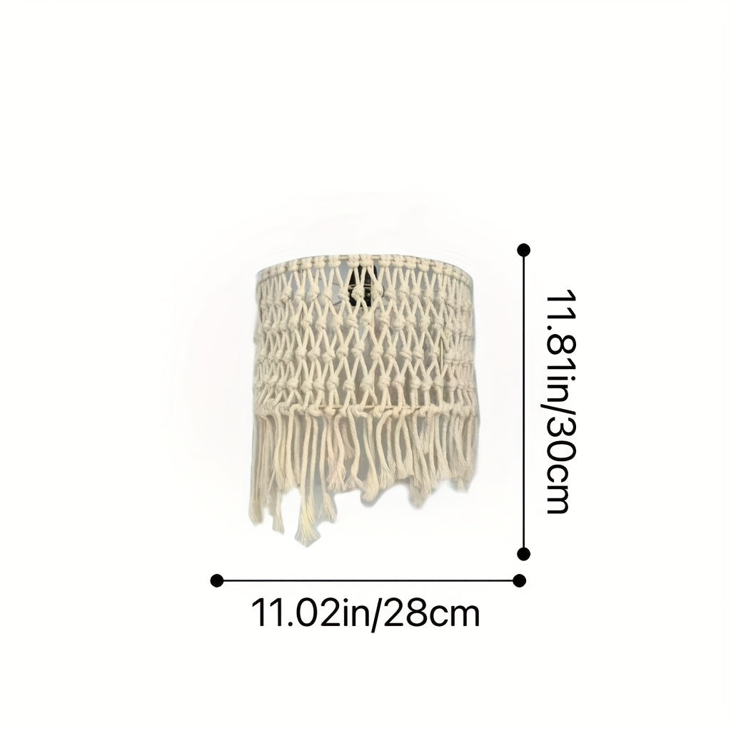 Hand Woven Linen and Fabric Art Decorative Lampshade,With satin metallic sheen - Cylindrical Replacement Lampshade Suitable for E26/E27Bulb,No wiring required,Farmhouse Style Living Room Bedroom Home Decor,Bedroom Lighting Fixtures,Rural Charm,Exquisite C