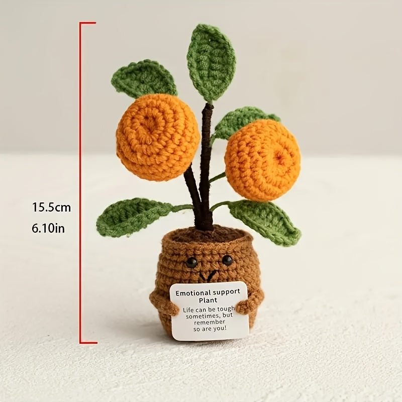 Handmade Crochet Sunflower Potted Plant with Inspirational Quotes - Rainbow Smiley Face Artificial Flower,Home、Office or desktop decoration - Mother's Day、Perfect choice for Valentine's Day or graduation gifts