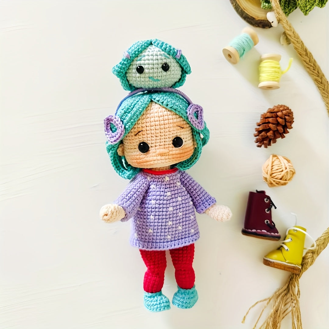 2Pieces/Set,Beginner DIY Crochet Hook Set(Non-Finished Product),Girl with Headband Crochet Kit,Funny Girl Knitting Kit,Adjustable Headband,Comes with step-by-step video tutorials,DIY Birthday Gift、Thanksgiving Gift、Wedding Decorations,Indoor Decorations!