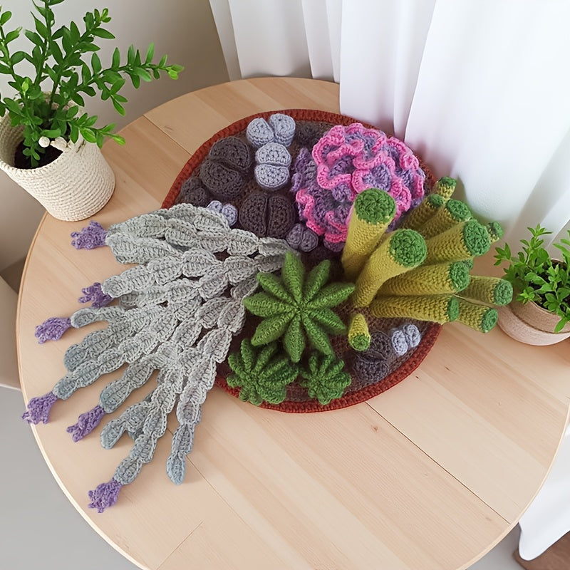 1Crochet Kit for Beginners with Potted Plants,Crochet Kit for Adults,With Step-by-Step Textual Tutorial,Cactus Succulent DIY Adult Crafts,Birthday and holiday gifts,Cute and Fun Modern Home Decor Ornaments