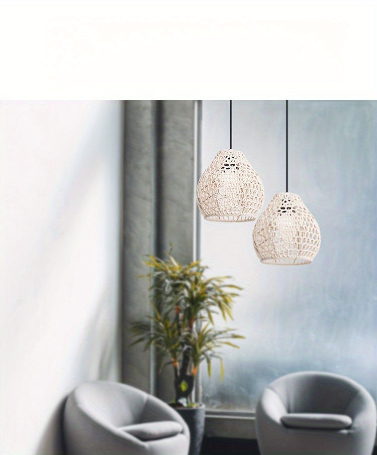 Bohemian Style Woven Pendant Lamp Shade Handwoven Indoor Decorative Lighting Living Room Homestay Hotel Bar Counter Creative Decorative Lighting