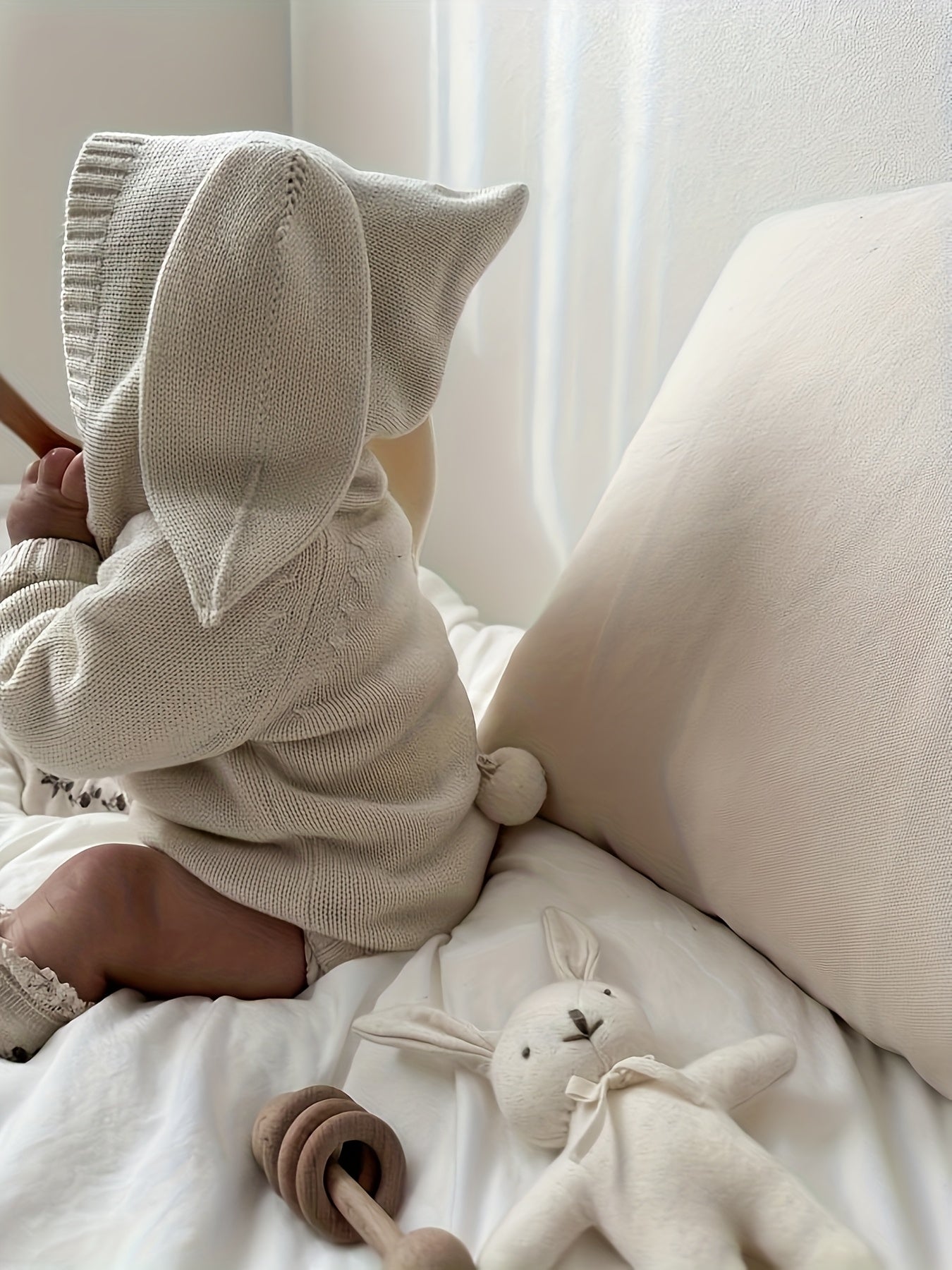 Spring and Autumn New Korean Style Baby Clothes ins Wind Bunny Style Children's Jumpsuit Baby Knit Sweater(without Accessories)