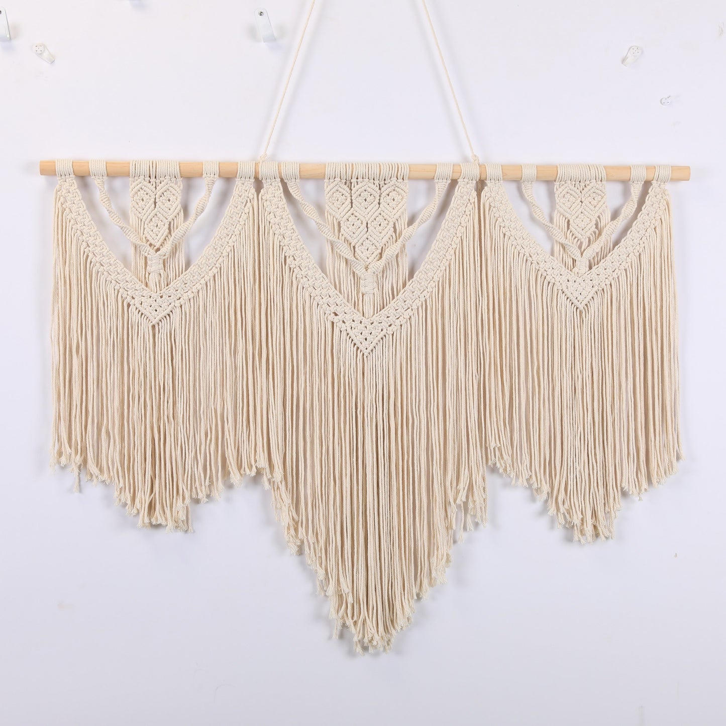 1 Handmade Tassel Wall Hanging - Bohemian Chic Triangle Lace Design,With multiple tassel details,Perfect for Bedroom、Kitchen or Wedding Decoration、Valentine's Day Gift Ideas、Wedding Decoration Items|Tassel Decoration |Exquisite Lace Details
