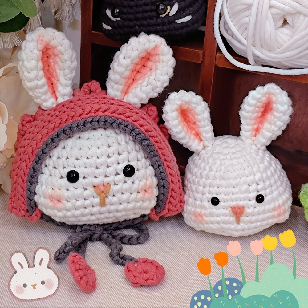 DIY Crochet Kit For Beginners, Handmade Rabbit Doll, Animal Crochet Easy Learn To Starter Knitting Kit And Occasion Fabric Material Pack For Festival, Adults DIY With Instructions And Video Tutorials