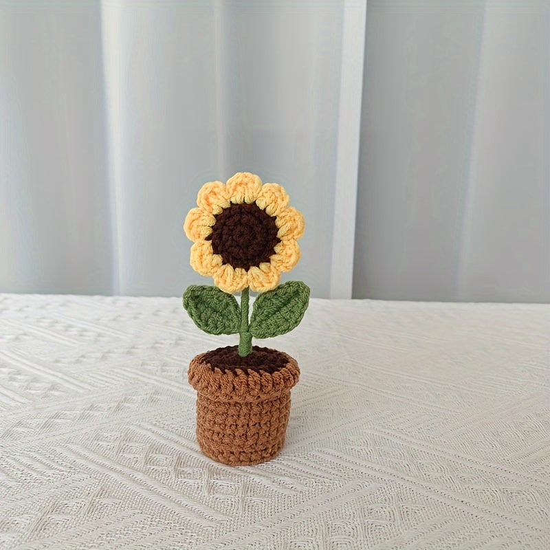 1pc Valentine's Day Gift Heart-Shaped Potted Plant,Hand-woven Artificial Flower Decoration,Home Decor Small Ornaments