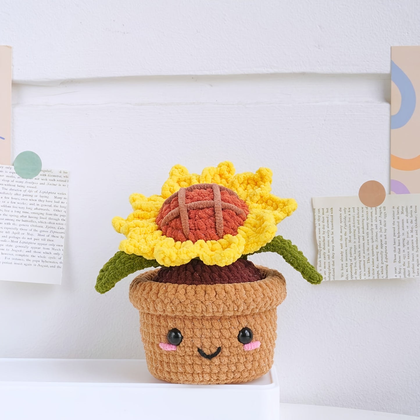 1Crochet Kit for Beginners with Potted Plants,Crochet Kit for Adults,With Step-by-Step Textual Tutorial,Floral Sunflower DIY Adult Crafts,Birthday Valentine's Day Holiday Gifts,Cute and Fun Modern Home Decor Ornaments