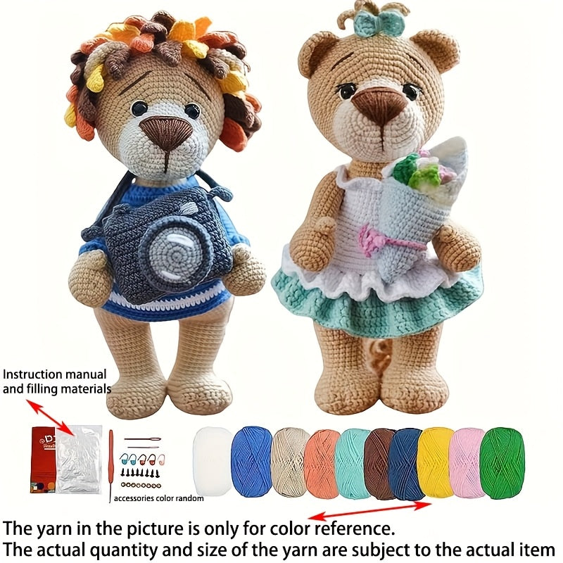 2pcs Crochet kit for beginners, Crochet Kit, DIY Craft Set for Adults, Includes Yarn, Hook, Pattern Book & English Text Tutorial And Basic Crochet Method Video Tutorial, Ideal Gift for crochet lovers, Mother's Day, Easter, Wedding, Valentine's, Birthday