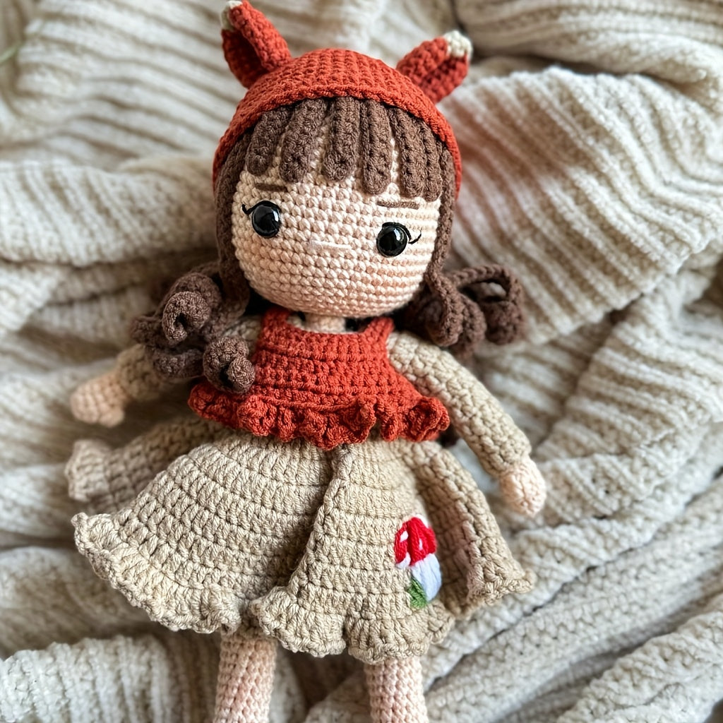 1Princess Beginner Crochet Kit,Crochet Kit for Adults,With Step-by-Step Textual Tutorial,Fox Girl DIY Woven Kit,Cute and Fun Spring Summer Home Decor Ornaments,Birthday Valentine's Day Holiday Gifts