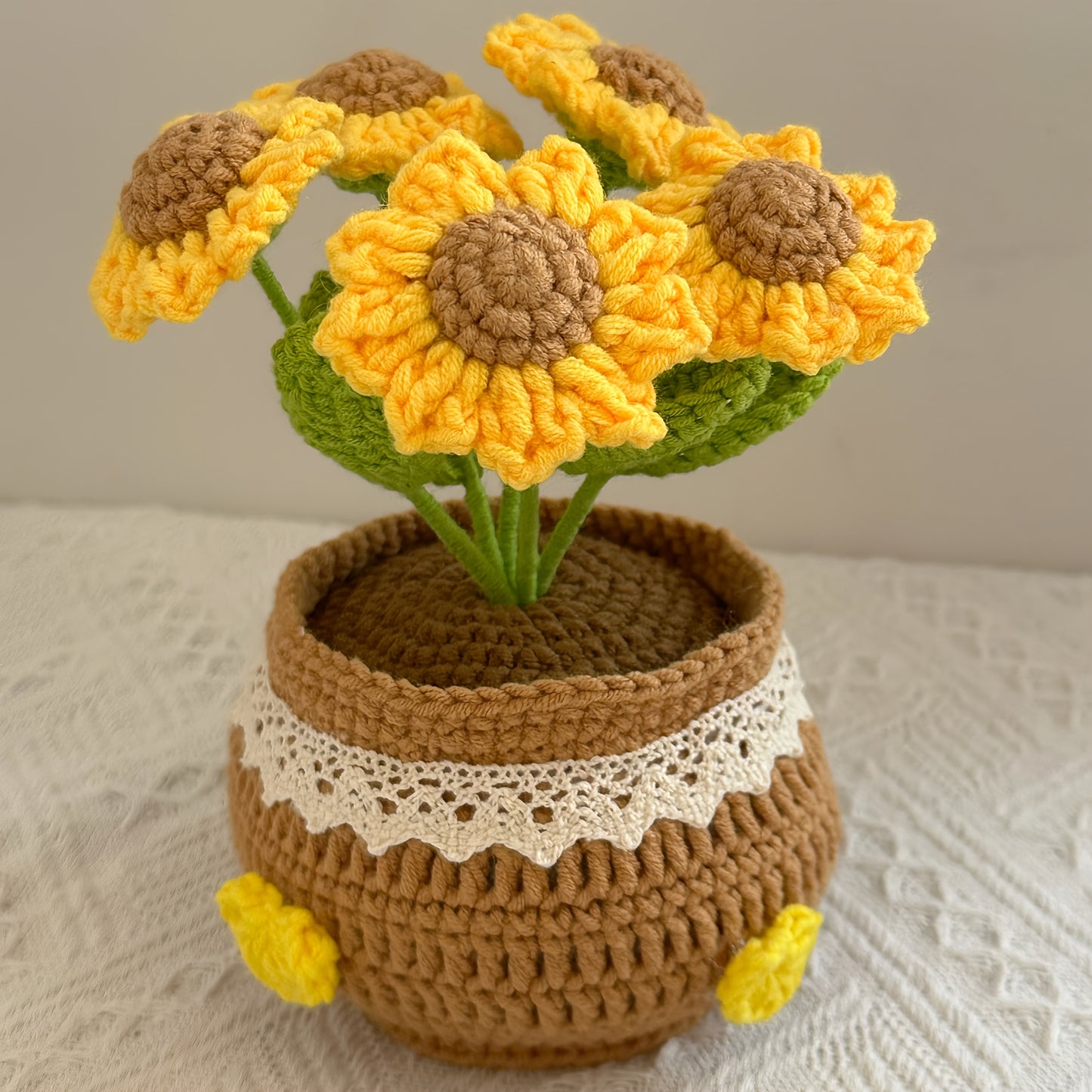 Handmade Sunflower Bouquet - Perfect for Wedding、Teacher Appreciation、Graduation Ceremony、Mother's Day and Valentine's Day Gifts - Charming Home and Room Decor,Freestanding Fabric Flower Arrangement,No Electricity Required,No Feather,Christmas、Thanksgivin
