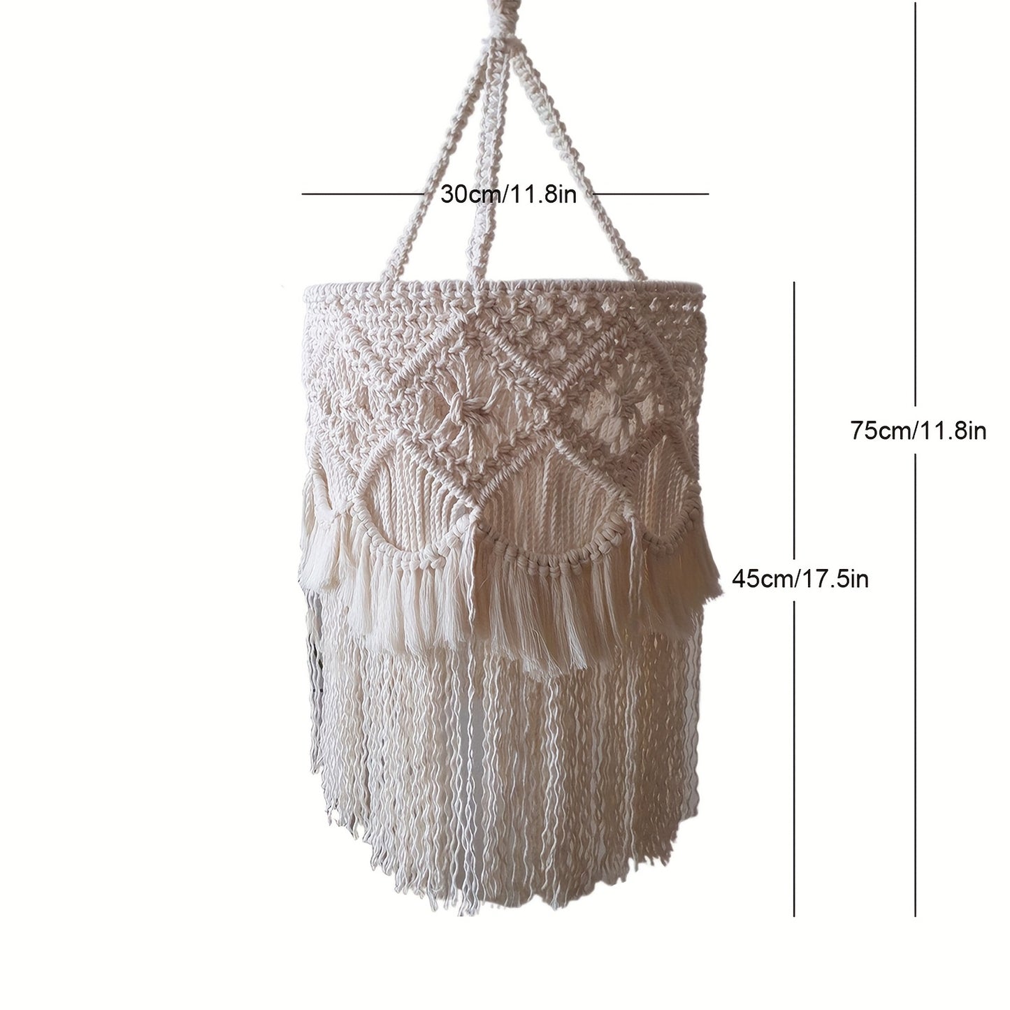 1Pieces Macrame Lampshade Bohemian Style Hanging Pendant Light Decorative Lampshade Hand Woven Pendant Light Decorative Tassel Lamp Shade - without Lights