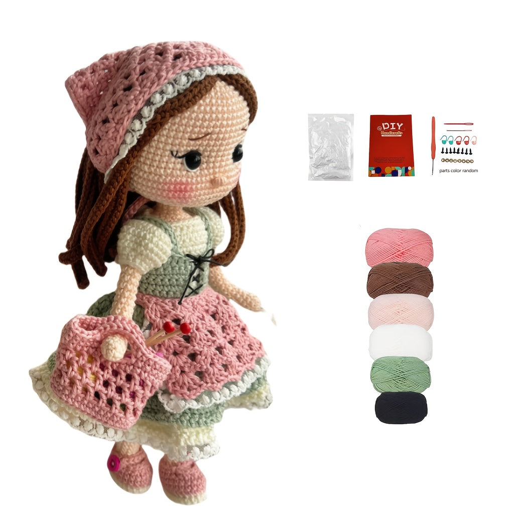 1Beginner Princess Crochet Kit,Step-by-Step Crochet Kit for Adults,Girl and Rabbit DIY Woven Kit,Cute Spring and Summer Home Decorations,Birthday and Valentine's Day Gifts