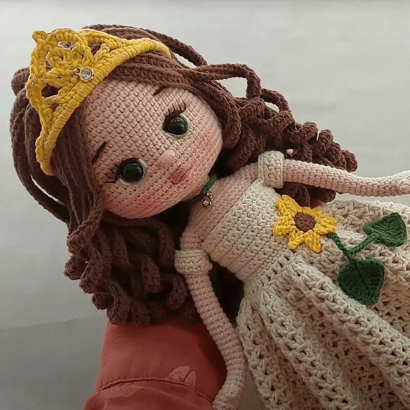 1pc Floral Long Dress Princess Crochet Handcraft Kit - Beginner Amigrumi Crochet Hook Set - Adult Handicrafts DIY Animal Crochet Set - Comes with a full instructional video - Handcraft Enthusiast Must-Have Crochet Kit - Crochet Kit for Adults Includes Bas