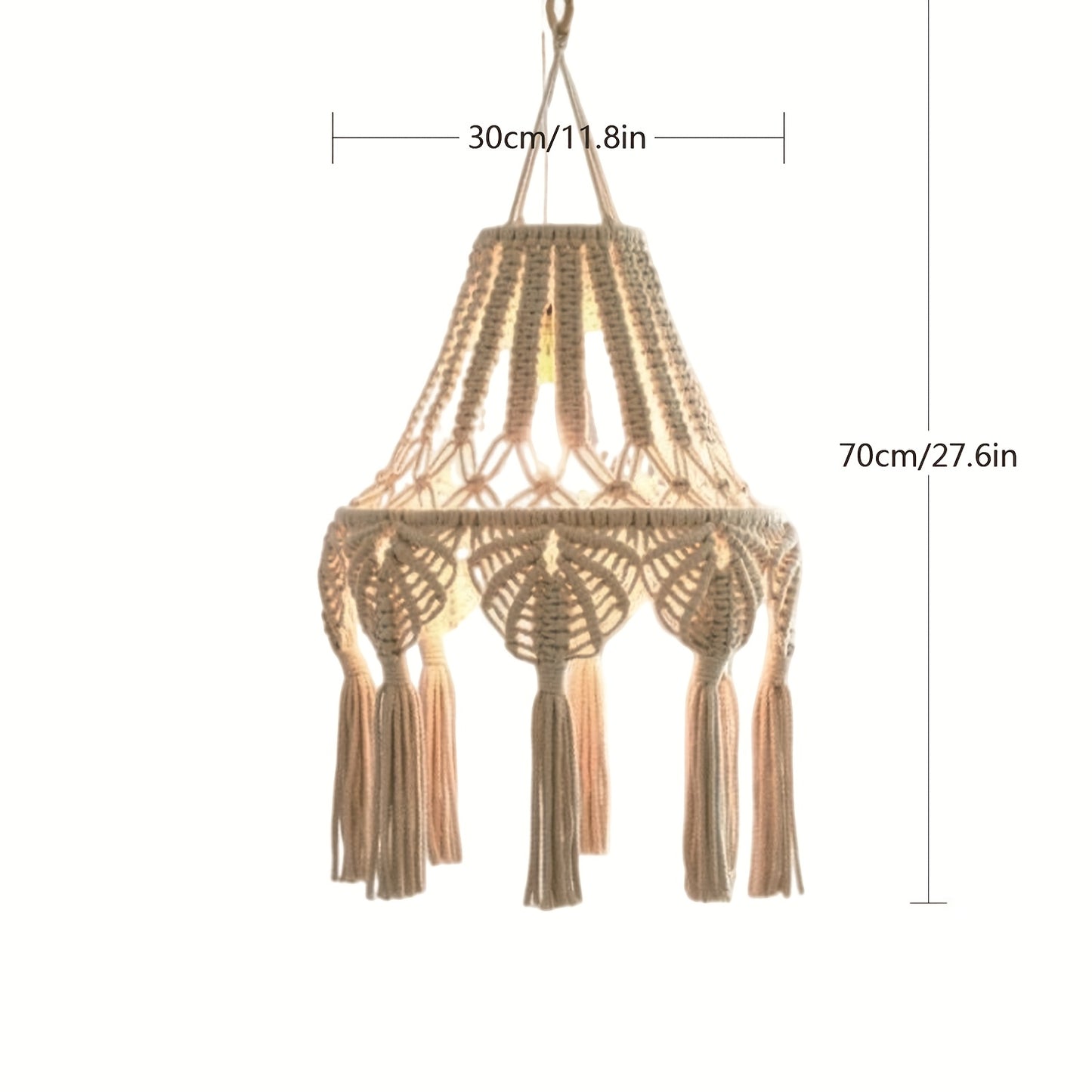 1Pieces Macrame Lampshade Bohemian Style Hanging Pendant Light Decorative Lampshade Hand Woven Pendant Light Decorative Tassel Lamp Shade - without Lights
