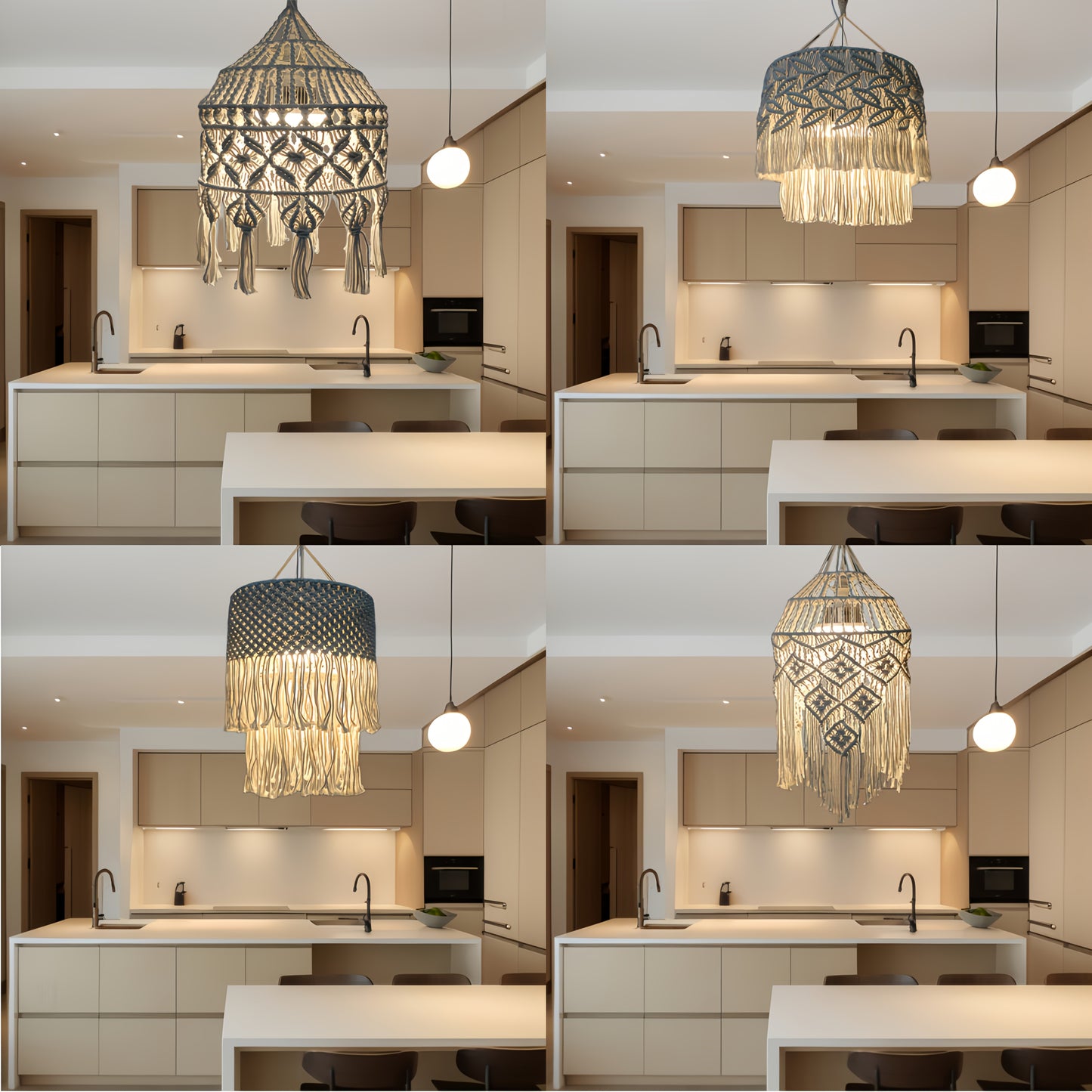 4Exquisite Handwoven Decorative Lampshade Lights Up Your Home Life Bohemian Style Handmade Tapestry(No Power Supply)