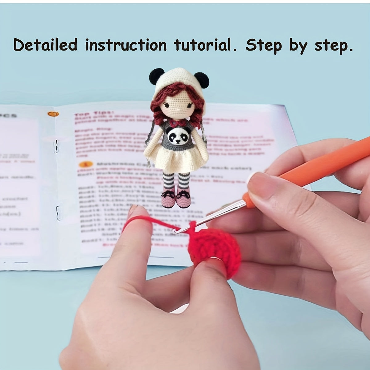 Girl Panda - Includes a complete set of weaving tools、High-quality yarn、Complete Crochet Kit with Instructions and English Video Tutorial。It's for My Family、Friends、Perfect gift for couples,Suitable for Christmas、Halloween and various festivals
