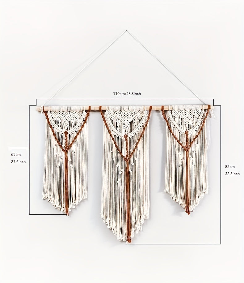 Handwoven Bohemian Style Hemp Rope Tapestry - Large Cotton Decorative Indoor Striped Woven Fabric Wall Art,Decorate the living room and bedroom with a love theme