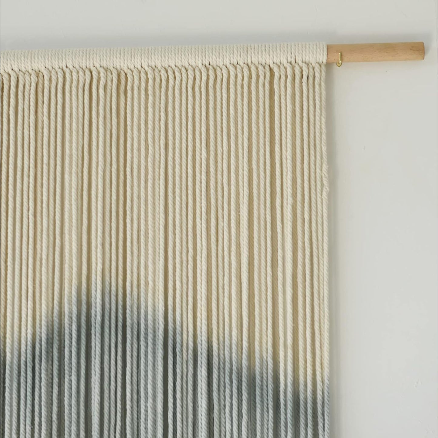 【Family relaxation】Large Bohemian Macrame Wall Hanging Canvas - Stripes、Gradient Blue and Black Fiber Art,Perfect for modern home decor,51Inches Wide x 31Inches Long,Cotton material,Bohemian Home Decor|Striped Pattern|Handmade Textile Products,McLamy Wall