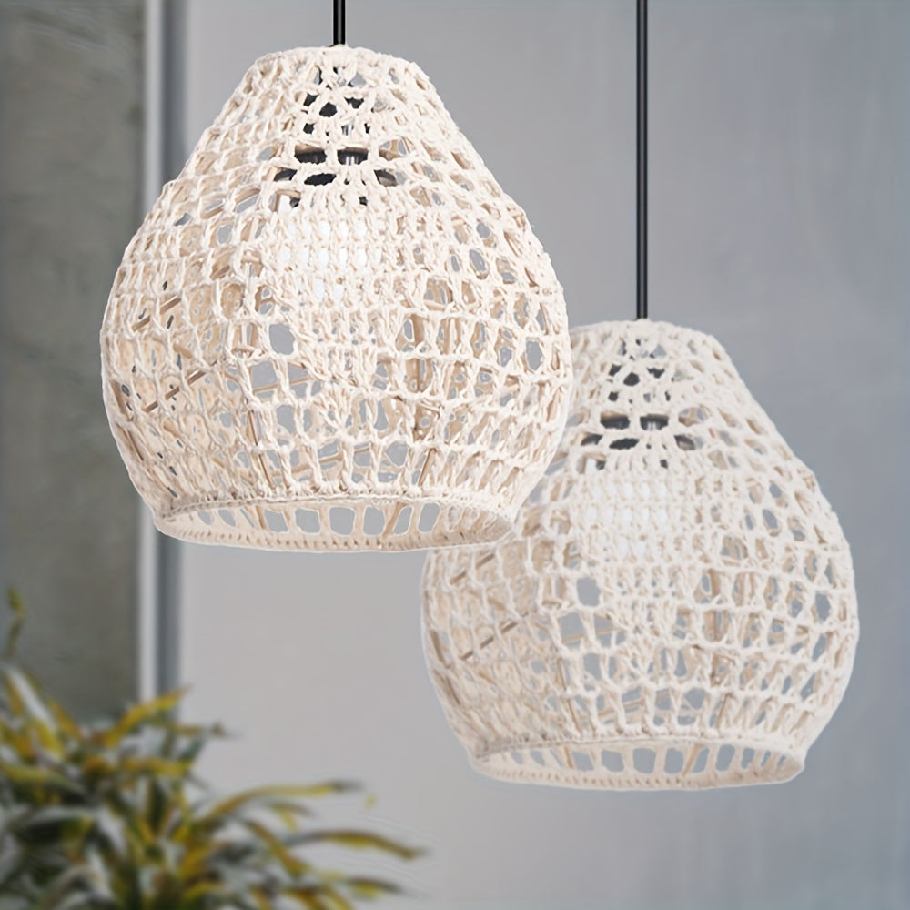 Bohemian Style Woven Pendant Lamp Shade Handwoven Indoor Decorative Lighting Living Room Homestay Hotel Bar Counter Creative Decorative Lighting