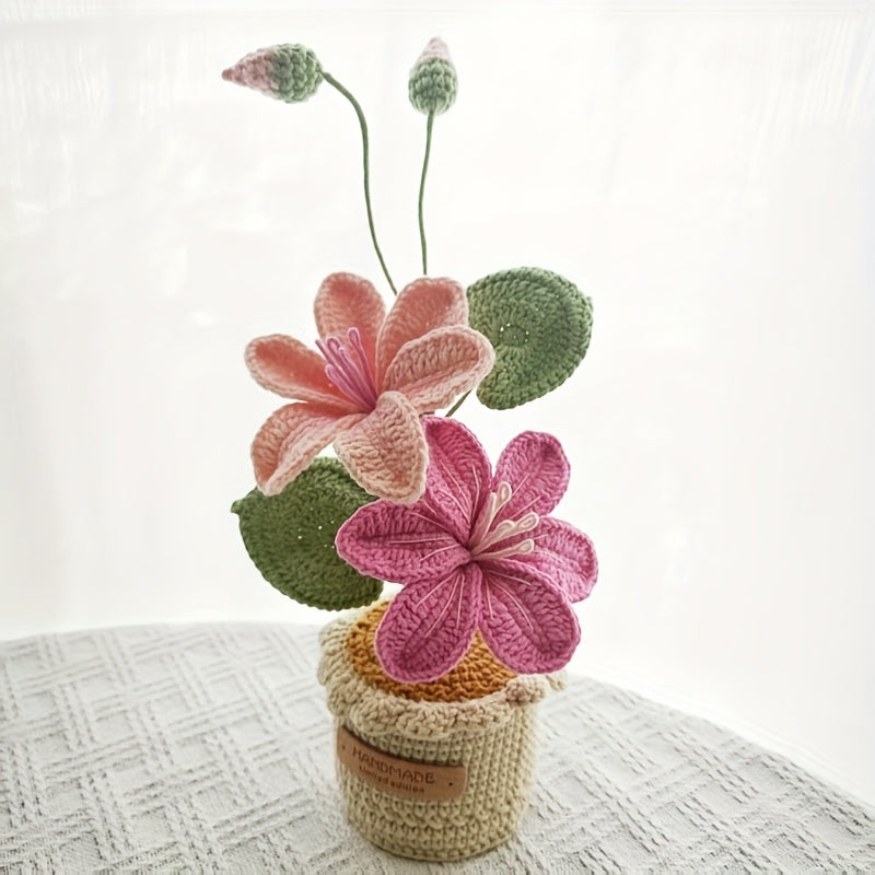 New Handmade Woven Mother's Day Father's Day Graduation Season Home Decoration Flower Full Moon Round Potted Plant Ornament
