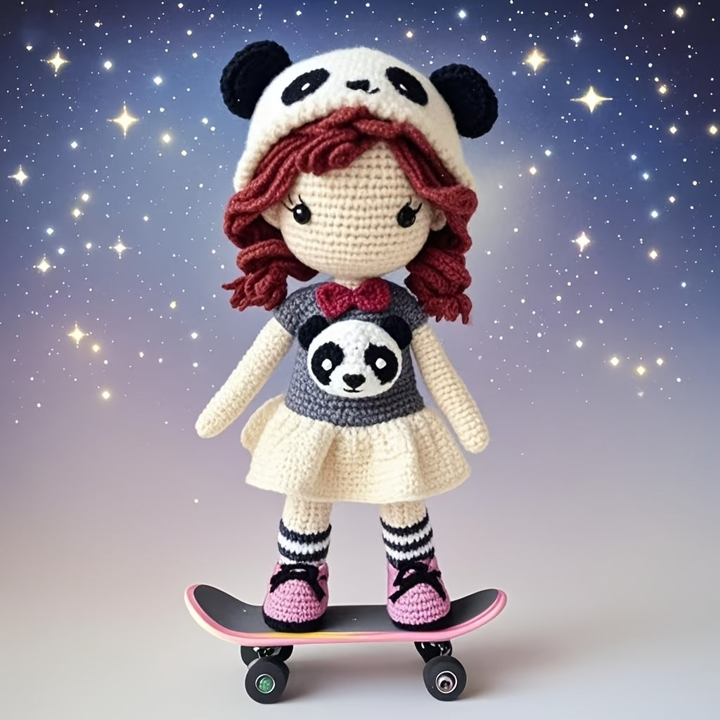 Girl Panda - Includes a complete set of weaving tools、High-quality yarn、Complete Crochet Kit with Instructions and English Video Tutorial。It's for My Family、Friends、Perfect gift for couples,Suitable for Christmas、Halloween and various festivals