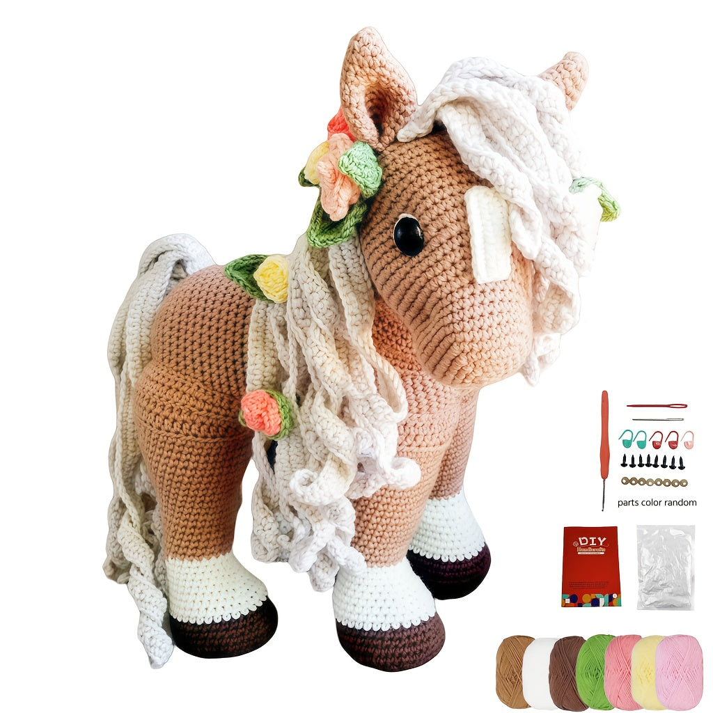 DIY Crochet Needle Set,Pattern Summer Horse Design,Comes with manual instructions,Easy to understand,Soft Material,Colorful Thread Ends,Accessories Attached,Crochet Needle Project Ideas