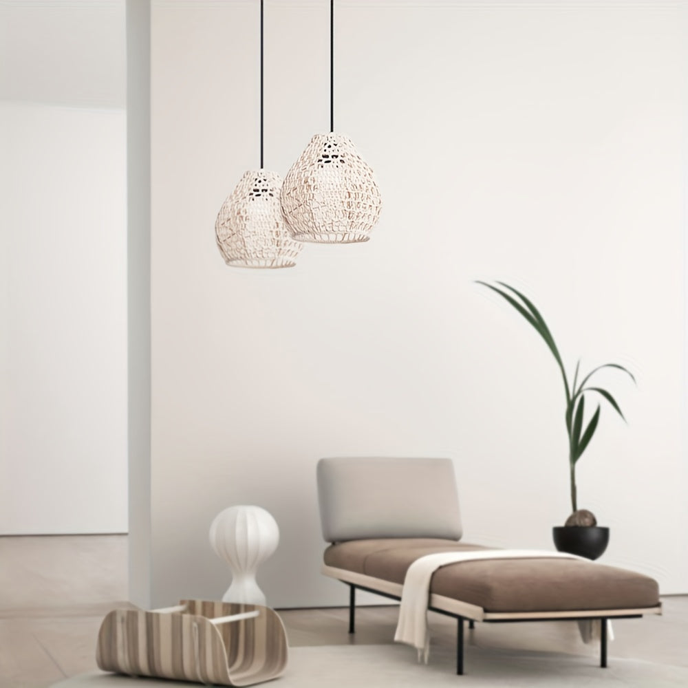 Bohemian Style Woven Pendant Lamp Shade Handwoven Indoor Decorative Lighting Living Room Homestay Hotel Bar Counter Creative Decorative Lighting