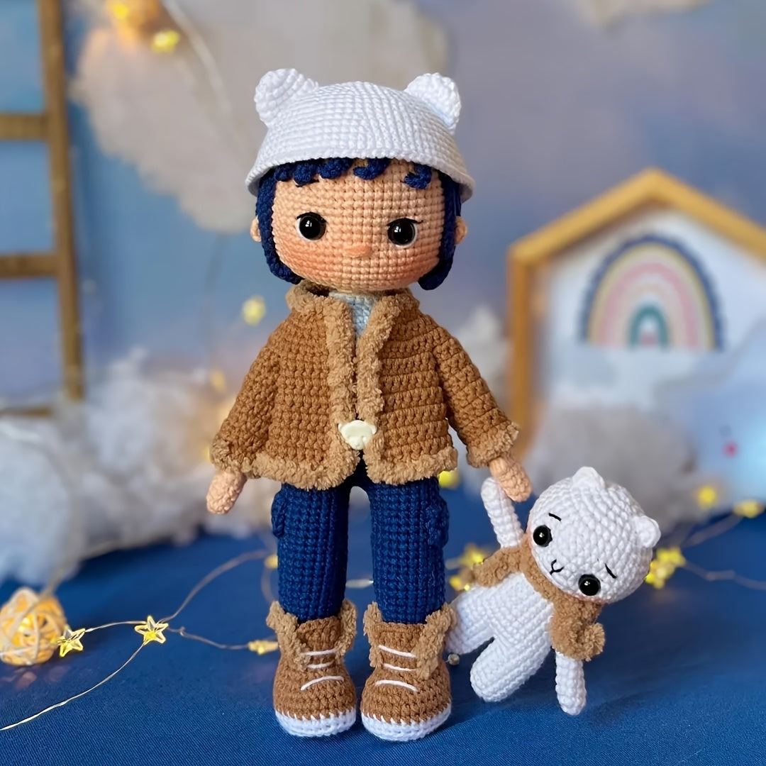 2Pieces/Set,Latest Amigurumi Adult Hand Knitting Kit,The Boy and His Bear,Cute and Fun Spring Modern Home Decor Ornaments,Non-Finished Product,With gradual PDF Text Tutorial Crochet Kit for Adults,Wedding Decorations Christmas Valentine's Day Thanksgiving