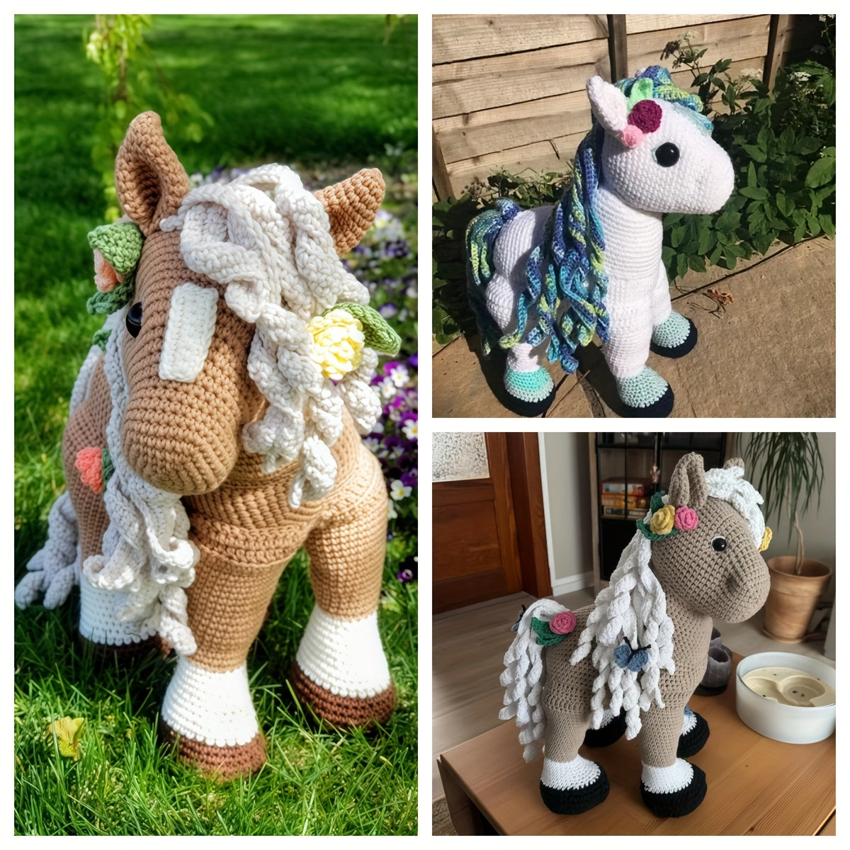 DIY Crochet Needle Set,Pattern Summer Horse Design,Comes with manual instructions,Easy to understand,Soft Material,Colorful Thread Ends,Accessories Attached,Crochet Needle Project Ideas