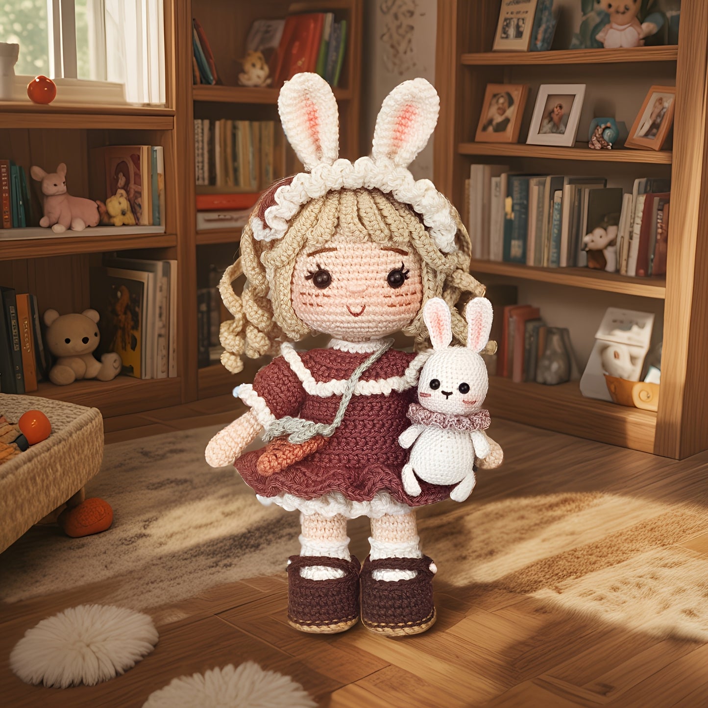 1Pieces/Set,Amigurumi Adult Crochet Handcraft DIY,Rabbit Ear Princess Magic Manor,Suitable for Beginners,Includes everything needed for crochet,Paper English Basic Knitting Tutorial Manual,Exquisite gift packaging bags,Healing Style Character Figurines,Su