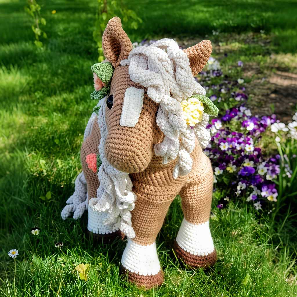 DIY Crochet Needle Set,Pattern Summer Horse Design,Comes with manual instructions,Easy to understand,Soft Material,Colorful Thread Ends,Accessories Attached,Crochet Needle Project Ideas