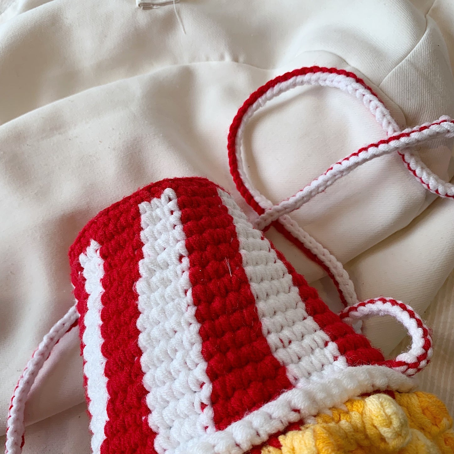 Fashion Popcorn Shape Crochet Woven Crossbody Phone Bag - Colorful Knit Shoulder Bag,Unlined