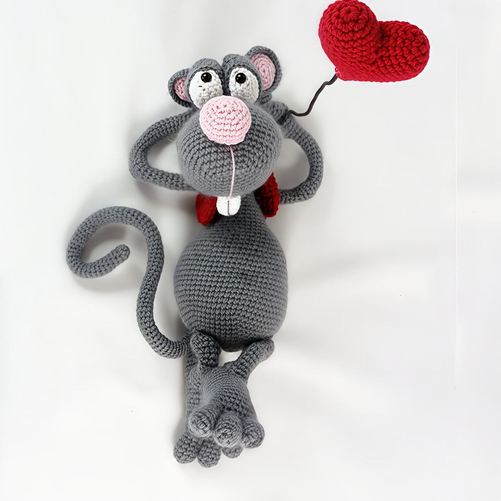 1Crochet Kit for White Mouse DIY Material Set - Crochet Enthusiast's Amigurumi Crochet Kit - Handmade DIY Mouse Pattern Crochet Kit - Adults Only - Includes complete instruction manual - A Must-Have Crochet Kit for Handicraft Enthusiasts - Crochet Kit for
