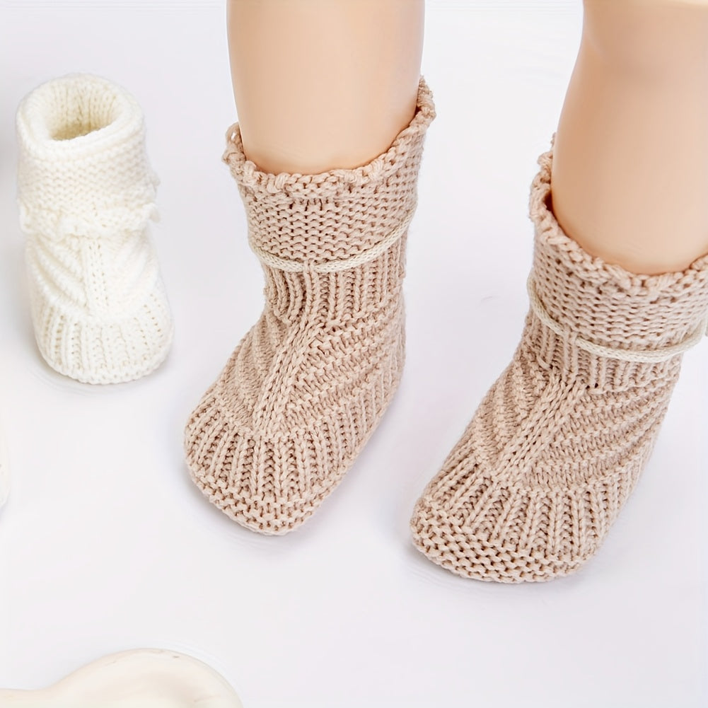 2Double/Bag 0.0-39.37Foot Baby Knitted Short Socks Solid Color Crochet Walking Socks Cream White Short Ankle Socks Baby Boy Clothing Birthday Gift